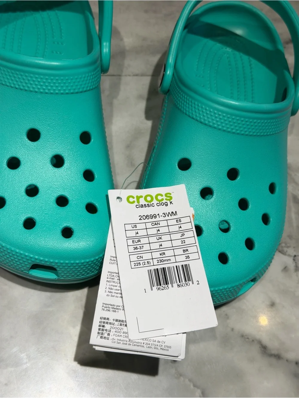 CROCS Kids Teal Slip-On Clog Sandals